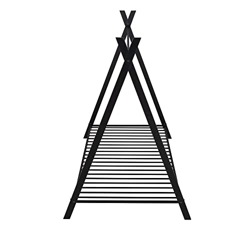 KELRIA Twin Size House Tent Bed Floor Montessori Beds Frame With Metal Slat For Playhouse Bedroom Children's Room, Kids Girls Boys, No Box Spring Needed, Easy To Assemble, Black 6 KELRIA Twin Size House Tent Bed Floor Montessori Beds Frame With Metal Slat For Playhouse Bedroom Children's Room, Kids Girls Boys, No Box Spring Needed, Easy To Assemble, Black - Image 6