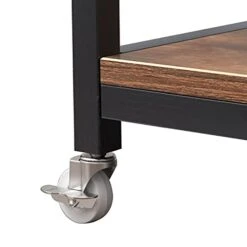 SDHYL Rolling Kitchen Baker's Rack, Utility Storage Shelf Cart, Microwave Stand, For Spice Rack Organizer Workstation, Rustic Brown S7-YL-D5002-US -Safavieh Furniture 31Vsf2wXCkS