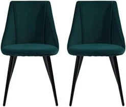 FurnitureR Mid-Century Dining Room Chairs Set Of 2, Side Chair Velvet Upholstered Seat With Metal Frame, Yellow -Safavieh Furniture 31W6je8VEL. AC