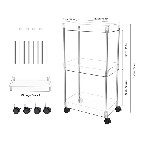 Ettori Rolling Cart Utility Cart Plastic 3 Tier Rolling Storage Cart For Bathroom Kitchen Organization, Living Room And Office- Laundry Cart With Wheels 2 Ettori Rolling Cart Utility Cart Plastic 3 Tier Rolling Storage Cart For Bathroom Kitchen Organization, Living Room And Office- Laundry Cart With Wheels - Image 2
