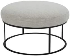 Amazon Brand – Rivet Revere Round Leather Iron-Framed Ottoman, 30.3"W, Cognac -Safavieh Furniture 31Wmw28azFL. AC