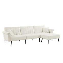 GENERIC L-Shape Sectional Sofa With Ottoman Elegant Line Design Folding Futon Bed Nailhead Trim White Cabin Lodge Mid-Century Modern Solid Velvet Handmade 6 GENERIC L-Shape Sectional Sofa With Ottoman Elegant Line Design Folding Futon Bed Nailhead Trim White Cabin Lodge Mid-Century Modern Solid Velvet Handmade -Safavieh Furniture 31WnD6zkwLL