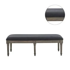 GENERIC Upholstered Bench In French Grey Black Solid Fabric Wood Finish -Safavieh Furniture 31WntSL1JpL