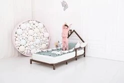 BUSYWOOD Wooden Bed House Frame - Toddler Bed Montessori - Toddler House Bed Frame - Montessori Style Bed - House Bed Frame Toddler Kids - Montessori Bed Twin (Model 3, DARK) -Safavieh Furniture 31WuraTwIMS