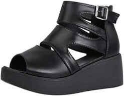 MatureGirl Sandals Women Fashion Summer Women Sandals Thick Sole Roman Style Wedge Fish Mouth Shoes Platform Womens Dress Sandals Size 8 Wide (Black, 7) -Safavieh Furniture 31Wyoa41yVL. AC