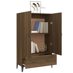 VidaXL Highboard Brown Oak 27.6"x12.2"x45.3" Engineered Wood -Safavieh Furniture 31X6HbTz8XL