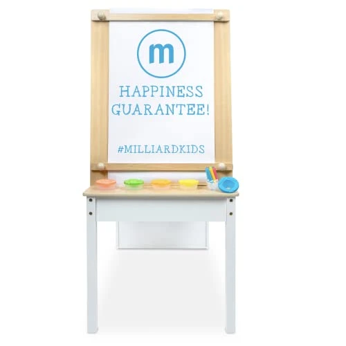 Milliard 2-in-1 Kids Art Table And Art Easel Set With Chairs For Playroom, Toddler Craft And Play Wood Activity Table With Storage Bins And Paper Roll 4 Milliard 2-in-1 Kids Art Table And Art Easel Set With Chairs For Playroom, Toddler Craft And Play Wood Activity Table With Storage Bins And Paper Roll - Image 4