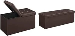 SONGMICS 30 Inches Folding Storage Ottoman Bench, Storage Chest Footstool, Brown ULSF45BR & 43 Inches Folding Storage Ottoman Bench, Storage Chest, Footrest, Holds Up To 660 Lb, Brown ULSF703 -Safavieh Furniture 31XWThumu L. AC
