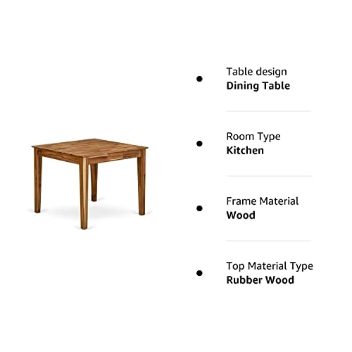 East West Furniture OxT-ANA-T Mid Century Modern Dining Table Square Tabletop And-Natural Finish, 36 X 30 4 East West Furniture OxT-ANA-T Mid Century Modern Dining Table Square Tabletop And-Natural Finish, 36 X 30 - Image 4