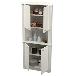 Inval 4-Door Corner Pantry Storage Cabinet, Washed Oak -Safavieh Furniture 31XmKGdg8gL