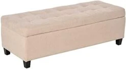 HOMCOM 51 Large Tufted Linen Fabric Ottoman Storage Bench With Soft Close Top - Heather Grey -Safavieh Furniture 31Xwp7TzthS. AC