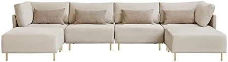 Familymill 108'' Linen L-Shaped Sectional Sofa With Removable Ottoman And 3 Pillows 10 Familymill 108'' Linen L-Shaped Sectional Sofa With Removable Ottoman And 3 Pillows - Image 10