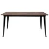Flash Furniture Kenneth 30.25" X 60" Rectangular Black Metal Indoor Table With Walnut Rustic Wood Top