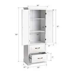 Erinnyees Freestanding Pantry, Floor Utility Storage Cabinet With Doors And Shelves, Pantry Cabinets Cupboard For Living Room Kitchen Hallway Bathroom, White -Safavieh Furniture 31YNaRbye3L