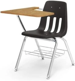 Virco 9700BR Classroom Chair Desk, Ideal For Schools And Students From 5th Grade - Adult, Chrome Frame With Bookrack, Wine Seat - Grey Nebula Top (4 Desks) -Safavieh Furniture 31YXNYDM49L. AC 2