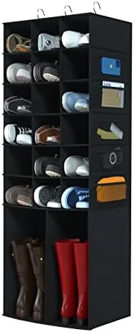 Coastal Rose Hanging Shoe Organizer For Closet, 20 Sections Hanging Closet Organizers And Storage Shelves, Space Saving Shoe Storage Rack Holder, Grey, 12''W×12''Dx 50''H 11 Coastal Rose Hanging Shoe Organizer For Closet, 20 Sections Hanging Closet Organizers And Storage Shelves, Space Saving Shoe Storage Rack Holder, Grey, 12''W×12''Dx 50''H - Image 11