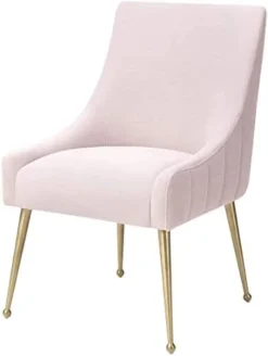 MEXIYA Irina Dining Chair Beige Easy Clean Velvet Upholstered Side Chair With Brushed Gold Leg -Safavieh Furniture 31Yv3Wh7UdL. AC