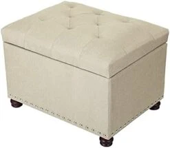 Joveco 24" Ottoman With Storage For Living Room Rectangular Fabric Tufted Bench Footrest - Light Grey -Safavieh Furniture 31YzFe1cSpS. AC