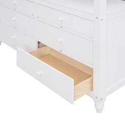 Harper & Bright Designs Full Loft Bed With Desk And 3 Drawers, Solid Wood Full Size Loft Bed Frame With 2 Tier Shelves And Angled Ladder For Kids Teens Boys Girls, No Box Spring Needed (White) -Safavieh Furniture 31Z2WVdZKcL