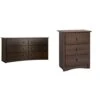 Prepac Sonoma 6 Drawer Double Dresser For Bedroom, Espresso & Fremont Nightstand, Tall 3-Drawer, Espresso