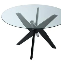 Steve Silver Amalie Round Black And Clear Glass Dining Table -Safavieh Furniture 31Z55Nd135L