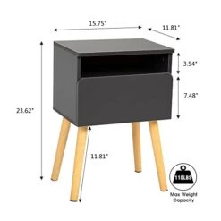 Set Of 2 Modern Nightstand, Bedroom Endtable With Drawer, Shelf, Bedside Furniture For Living Room, Gray -Safavieh Furniture 31ZGmVnexIL