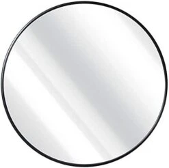 G-LEAF 24 Inch Round Mirror, Black Metal Frame Wall Mounted Large Circle Mirror For Washing Room, Living Room, Home Decoration -Safavieh Furniture 31ZNK5sM2nL. AC