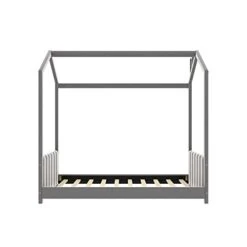 DEINPPA Twin Size Velvet Fabric Upholstered Tufted Headboard And Footboard, Kids House Bed Frame With Roof Design, For Kids Boys Girls-Gray 19 DEINPPA Twin Size Velvet Fabric Upholstered Tufted Headboard And Footboard, Kids House Bed Frame With Roof Design, For Kids Boys Girls-Gray -Safavieh Furniture 31ZNknL8lnL