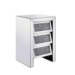 Living District Elegant Decor MF92014 Modern Crystal Bedside Table, Clear Mirror -Safavieh Furniture 31a8148NIFL