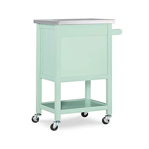Riverbay Furniture Stainless Steel Top Pine Wood Rolling Storage Microwave Table Kitchen Island Cart On Wheels With One Drawer And One Shelf In Light Green 6 Riverbay Furniture Stainless Steel Top Pine Wood Rolling Storage Microwave Table Kitchen Island Cart On Wheels With One Drawer And One Shelf In Light Green - Image 6