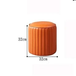 SXNBH Round Home Small Stool Foot Step Up Leather Luxury Stools Sofa Storage Furniture (Color : Beige)