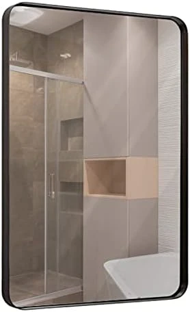 Hamilton Hills 18x48 Inch Metal Black Frame Mirror For Bathroom | Brushed Rectangular Tall Rounded Corner Vanity | 2" Deep Set Design Wall Mirrors Decorative | Hangs Horizontal And Vertical 9 Hamilton Hills 18x48 Inch Metal Black Frame Mirror For Bathroom | Brushed Rectangular Tall Rounded Corner Vanity | 2" Deep Set Design Wall Mirrors Decorative | Hangs Horizontal And Vertical - Image 9