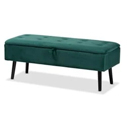 Baxton Studio Caine Benches & Banquettes, One Size, Green/Dark Brown