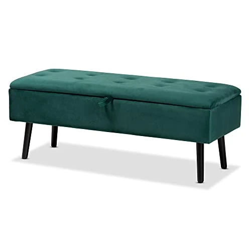 Baxton Studio Caine Benches & Banquettes, One Size, Green/Dark Brown 1 Baxton Studio Caine Benches & Banquettes, One Size, Green/Dark Brown