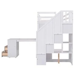 CITYLIGHT Twin Loft Bed With Stairs And Desk, Wooden Loft Bed Twin With Storage Shelves And Blackboard,Multi-Function Twin Size Loft Bed Frame For Kids Teens, White 18 CITYLIGHT Twin Loft Bed With Stairs And Desk, Wooden Loft Bed Twin With Storage Shelves And Blackboard,Multi-Function Twin Size Loft Bed Frame For Kids Teens, White -Safavieh Furniture 31aePx6LrWL