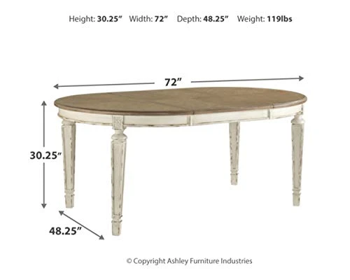 Signature Design By Ashley Realyn Dining Room Table, 0, Chipped White 4 Signature Design By Ashley Realyn Dining Room Table, 0, Chipped White - Image 4