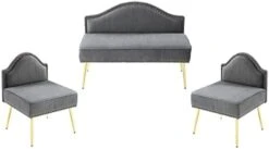 Homtique Velvet Loveseat & Accent Chair 3 Piece Set, Modern Upholstered Living Room Furniture Set, Armless Loveseat Settee With Gold Metal Legs, For Small Space, Bedroom, Apartment, Orange 25 Homtique Velvet Loveseat & Accent Chair 3 Piece Set, Modern Upholstered Living Room Furniture Set, Armless Loveseat Settee With Gold Metal Legs, For Small Space, Bedroom, Apartment, Orange -Safavieh Furniture 31bHyDCa9pL. AC