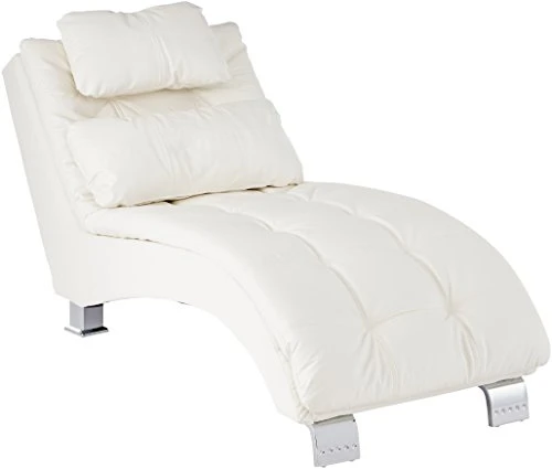 Coaster Furniture Dilleston Chaise White Faux Leather Polyurethane Chrome 550078 1 Coaster Furniture Dilleston Chaise White Faux Leather Polyurethane Chrome 550078