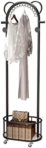 NEPHEW 3 In 1 Coat Rack Shoe With Wheels Entryway Bench With 4 Hooks Hall Tree With Metal Storage Basket For Bedroom Living Room Entryway (Color : Gold, Size : 70 * 30 * 175cm) 3 NEPHEW 3 In 1 Coat Rack Shoe With Wheels Entryway Bench With 4 Hooks Hall Tree With Metal Storage Basket For Bedroom Living Room Entryway (Color : Gold, Size : 70 * 30 * 175cm) - Image 3