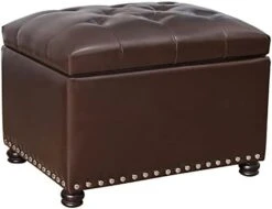 Decent Home Leather Storage Ottoman Foot Rest Stool With Nailhead Trim (Dark Brown) -Safavieh Furniture 31bo9mRs3aL. AC