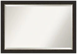 Amanti Art Vanity Wall Framed Bathroom Mirror, Glass Size 24 X 36, Accent Bronze Narrow