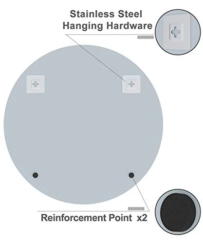 USHOWER 24" Round Frameless Wall Mirror With Beveled Edge - Circle Mirror For Bathroom & Vanity, Elegant & Simple Look 3 USHOWER 24" Round Frameless Wall Mirror With Beveled Edge - Circle Mirror For Bathroom & Vanity, Elegant & Simple Look - Image 3