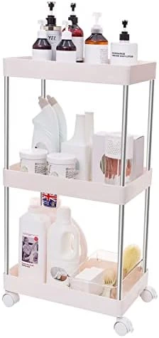 Ettori Rolling Cart Utility Cart Plastic 3 Tier Rolling Storage Cart For Bathroom Kitchen Organization, Living Room And Office- Laundry Cart With Wheels 10 Ettori Rolling Cart Utility Cart Plastic 3 Tier Rolling Storage Cart For Bathroom Kitchen Organization, Living Room And Office- Laundry Cart With Wheels - Image 10