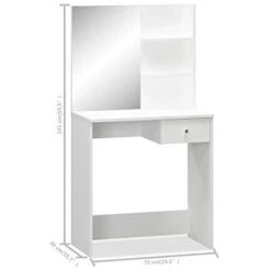 N / A Dressing Table Chipboard， PVC Edges And Is Stable And Durable，Storage Shelves, Makeup Organizer，Vanity Dressing Table ，29.5"x15.7"x55.5" White -Safavieh Furniture 31cIEgRdCML