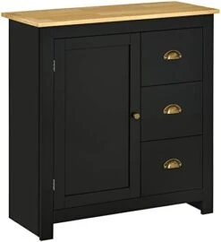 HOMCOM Modern Kitchen Cabinet, Storage Sideboard, Buffet Table With Rubberwood Top, 3 Drawers And Cabinet With Adjustable Shelf, Black 15 HOMCOM Modern Kitchen Cabinet, Storage Sideboard, Buffet Table With Rubberwood Top, 3 Drawers And Cabinet With Adjustable Shelf, Black -Safavieh Furniture 31cQoj9gImL. AC
