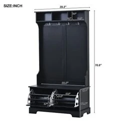 NCKMYB Entryway Hall Tree Coat Rack Bench With Shoes Storage Cabinet, Mudroom Bench Entryway Organizer With Shoe Rack Hooks Shelves, For Entrance Corner Hallway, Grey -Safavieh Furniture 31dJTM7SIlL