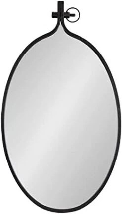 Kate And Laurel Yitro Round Industrial Modern Metal Framed Wall Mirror, 23.5x28.5, Black -Safavieh Furniture 31dQiPS5HTL. AC