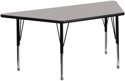 Flash Furniture 29''W X 57''L Trapezoid Grey HP Laminate Activity Table - Height Adjustable Short Legs 5 Flash Furniture 29''W X 57''L Trapezoid Grey HP Laminate Activity Table - Height Adjustable Short Legs - Image 5