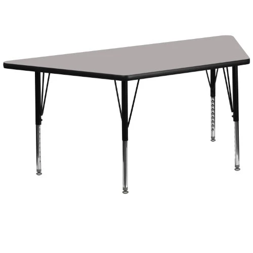 Flash Furniture 29''W X 57''L Trapezoid Grey HP Laminate Activity Table - Height Adjustable Short Legs 1 Flash Furniture 29''W X 57''L Trapezoid Grey HP Laminate Activity Table - Height Adjustable Short Legs
