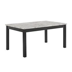 New Classic FURNITURE Celeste Dining Table For 6 With Heat Resistant Faux Marble, 64-Inch, Black Base With White & Gray Top -Safavieh Furniture 31dusAeQT3S